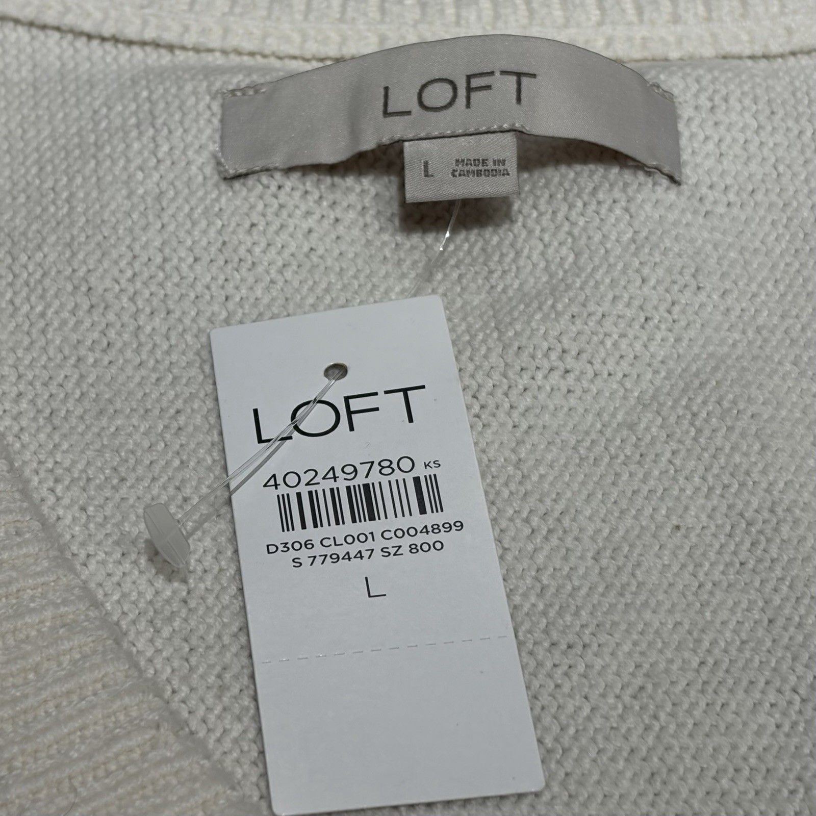 Loft Dolman Sleeve V-Neck Cardigan Sweater Button-Up Cream Size Large Preppy — image 7 of 8